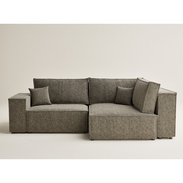 Rjava raztegljiva/s prostorom za shranjevanje kotna sedežna garnitura iz šenilje (desni kot/v obliki črke L) Tonga – Maison de Rêve-image-2