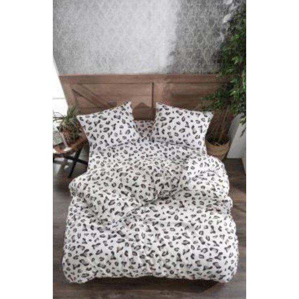 Bela/siva podaljšana posteljnina za zakonsko posteljo iz renforce bombaža z rjuho 4-delna 200x220 cm – Mila Home-image-1