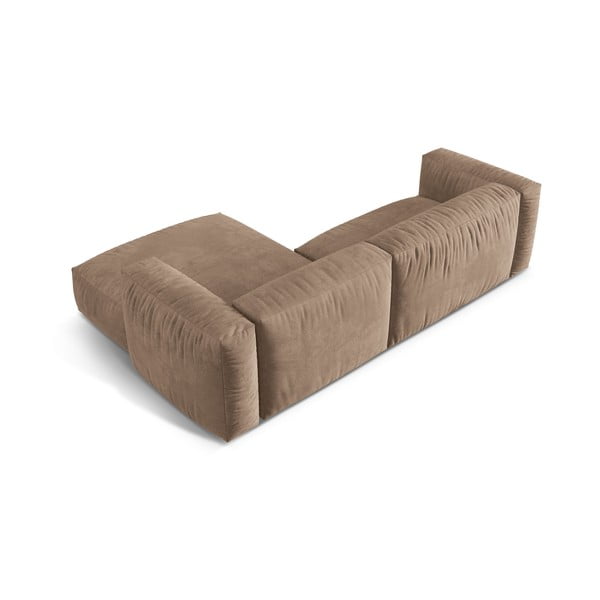 Svetlo rjava žametna kotna sedežna garnitura (desni kot/z ležalnikom) Martina – Micadoni -image-3