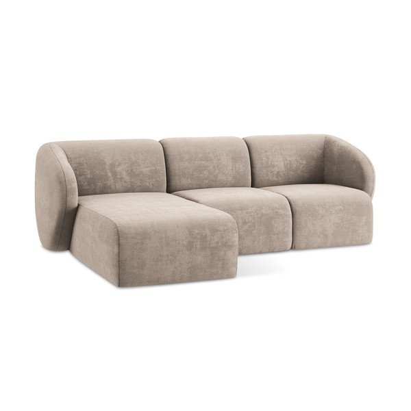 Svetlo rjava kotna sedežna garnitura iz šenilje (levi kot/z ležalnikom) Lani – Makamii-image-4