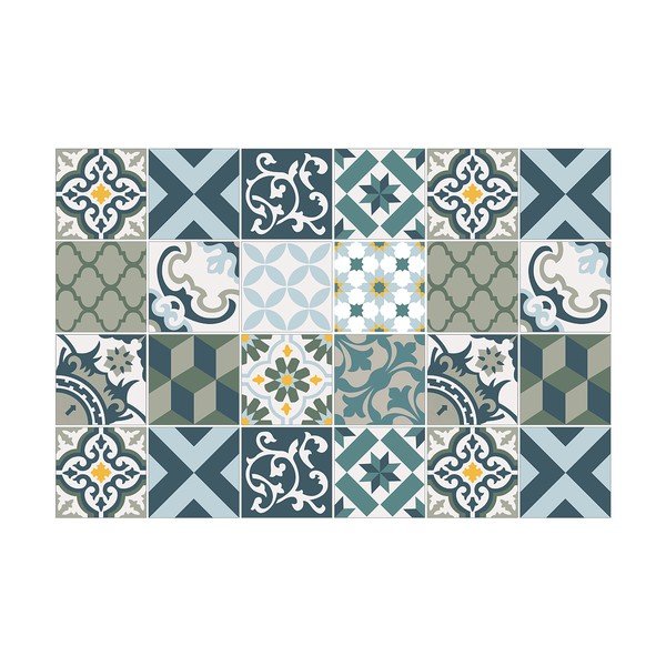 Komplet 24 stenskih nalepk Ambiance Azulejos Rony, 10 x 10 cm-image-2