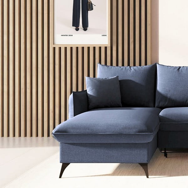 Modra raztegljiva kotna sedežna garnitura s prostorom za shranjevanje (levi kot/z ležalnikom) Brim – Rodier-image-4