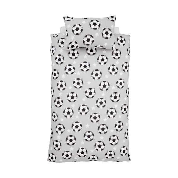 Siva flanelna otroška posteljnina za zakonsko posteljo 200x200 cm Football Stars – Catherine Lansfield