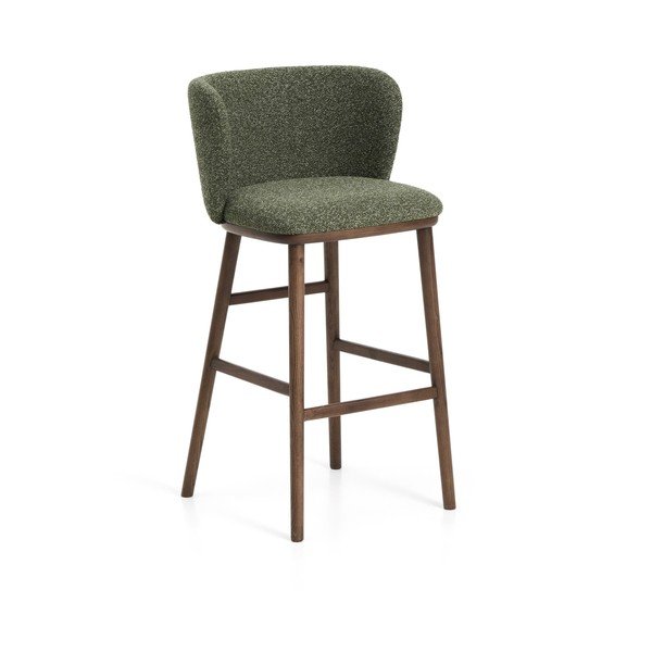 Temno zelen oblazinjen barski stol (višina sedeža 75 cm) Ciselia – Kave Home