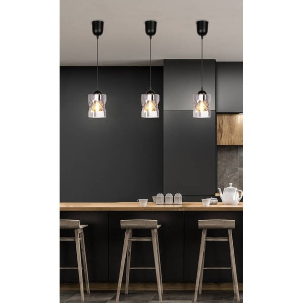 Črna viseča svetilka s steklenim senčnikom ø 10 cm Felis - Candellux Lighting-image-1