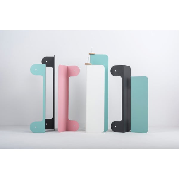 Črna stenska polica iz jekla z detajli iz hrastovega lesa z 2 kavljema Gazzda Hook, dolžina 50 cm-image-1