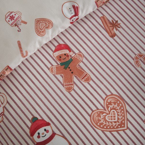 Enojna posteljnina v naravni barvi 135x200 cm Christmas Gingerbread Stripe – Catherine Lansfield-image-4