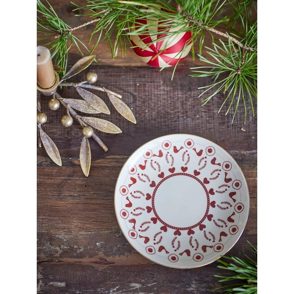 Kremno bel desertni lončen krožnik z božičnim motivom ø 16 cm Jolly – Bloomingville-image-1