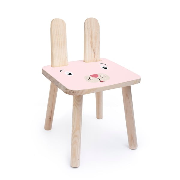 Otroški stol iz masivnega borovega lesa Little Nice Things Rose Bunny