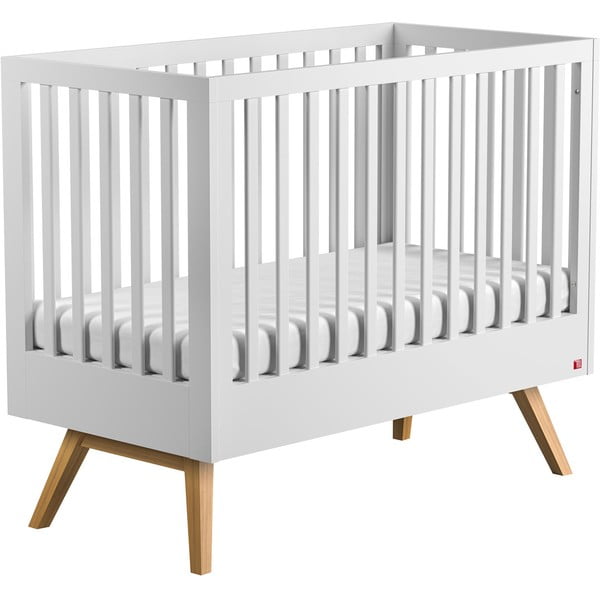 Bela otroška posteljica z odstranljivo ograjico Vox Mitra, 140 x 70 cm