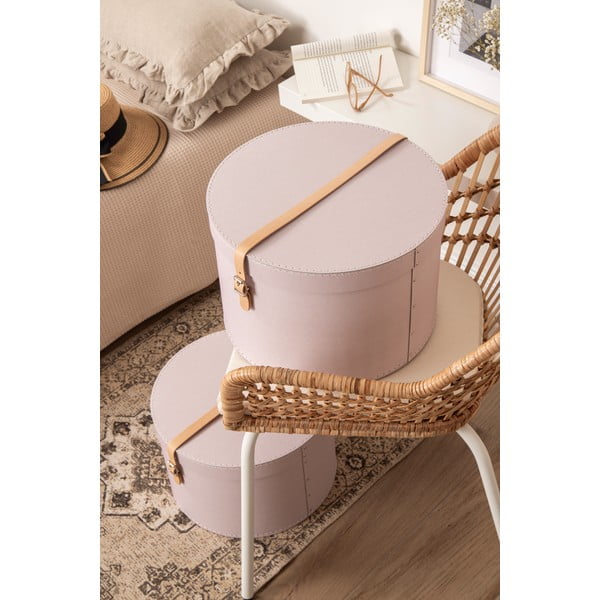 Svetlo rožnate kartonaste škatle za shranjevanje v kompletu 2 ks s pokrovom ø 37,5x25 cm Rut Restore Paper Laminate – Bigso-image-2