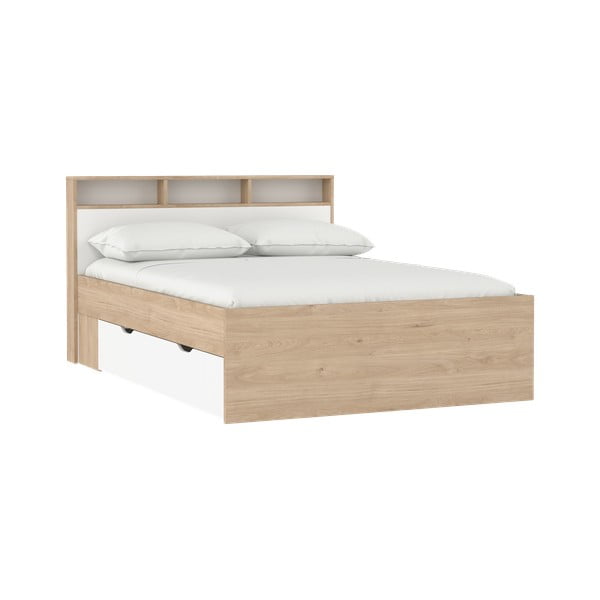 Zakonska postelja v hrastovem dekorju s prostorom za shranjevanje brez letvenega dna 140x200 cm Ikast – Tvilum