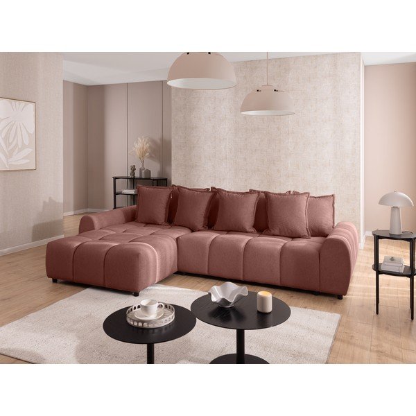 Kotna sedežna garnitura v barvi terakote (levi kot/z ležalnikom) Albane  – Ropez-image-1