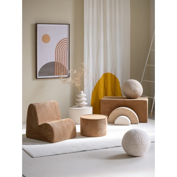 Rjav otroški tabure iz rebrastega žameta – Wigiwama-image-3