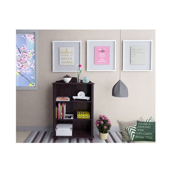 Rjav regal iz masivnega bora 77x116 cm Ella – Støraa-image-1