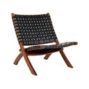 Črn usnjen pleten fotelj Perugia - House Nordic