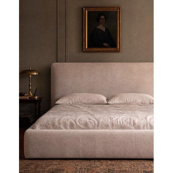 Bež oblazinjena zakonska postelja s prostorom za shranjevanje in letvenim dnom 160x200 cm Colonel – Cosmopolitan Design-image-3