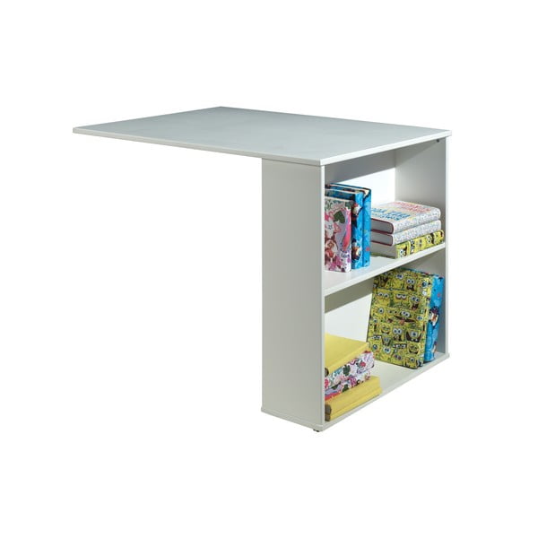 Bela dvignjena otroška postelja iz masivnega bora s prostorom za shranjevanje z letvenim dnom 90x200 cm Scott – Vipack-image-4