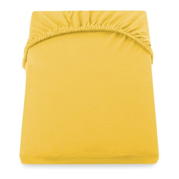 DecoKing Nefrit rumena/oranžna elastična rjuha, 220/240 x 220 cm