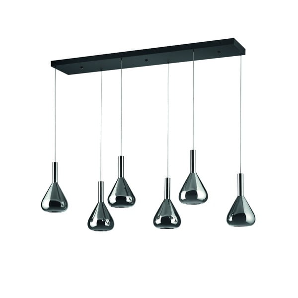 Črna LED viseča svetilka s steklenim senčilom Cipera – CINQUE