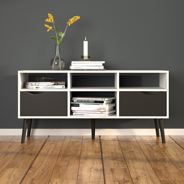 Črno-bela TV omarica Tvilum Oslo, 117 x 57 cm-image-1