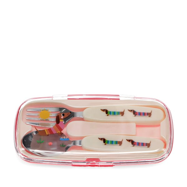 Otroški jedilni pribor 2 ks iz nerjavečega jekla Sausage Dog – Rex London-image-4