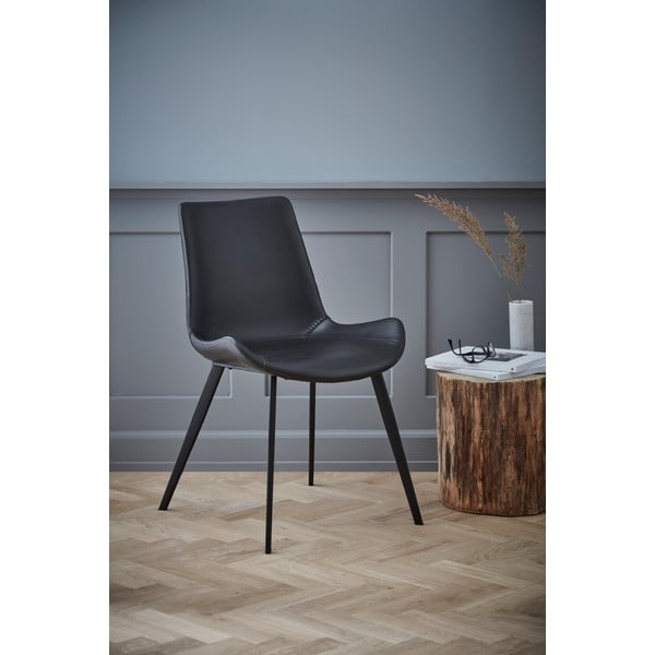 Črn jedilni stol iz usnja DAN-FORM Denmark Hype-image-4