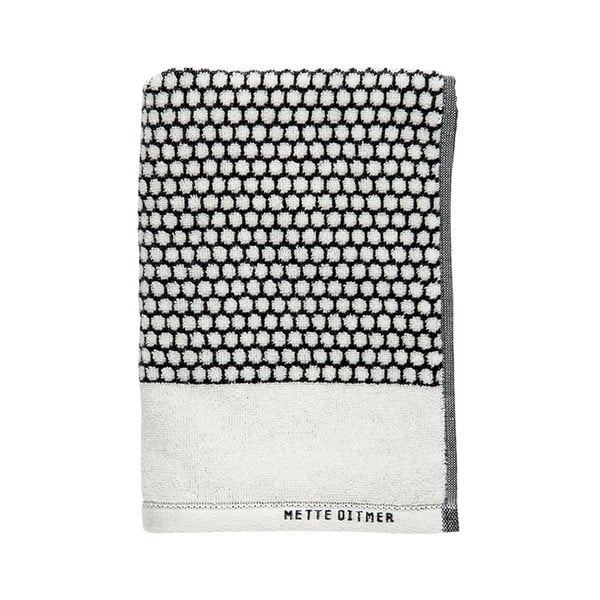 Črno-bela bombažna brisača 50x100 cm Grid - Mette Ditmer Denmark