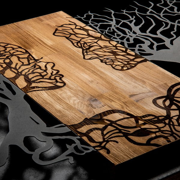 Lesena in kovinska stenska dekoracija 92x58 cm Tutku - Wallity-image-4