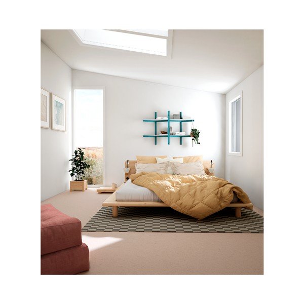 Zakonska postelja iz borovega lesa z letvenim dnom Karup Design Peek, 160 x 200 cm-image-1