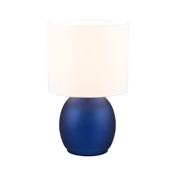 Bela/modra namizna svetilka s tekstilnim senčnikom (višina 29 cm) Vela – Trio-image-2