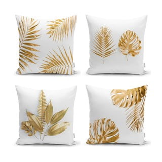 Komplet 4 prevlek za okrasne blazine Minimalist Cushion Covers Gold Leaves Modern, 45 x 45 cm