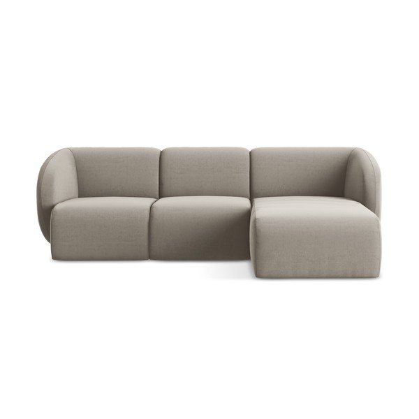 Svetlo rjava žametna kotna sedežna garnitura (desni kot/z ležalnikom) Lani – Makamii