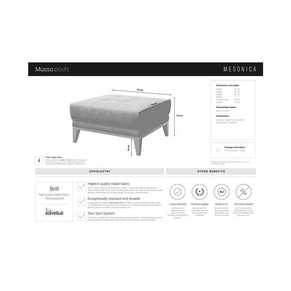Olivno zelena MESONICA Musso Tufted Ottoman-image-3