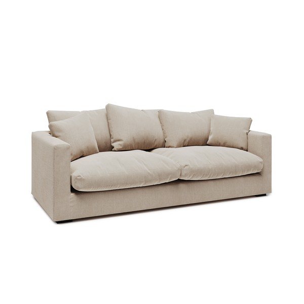 Kremno beli žametni kavč 220 cm Comfy - Scandic-image-1
