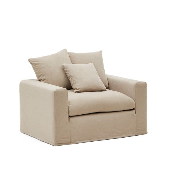 Bež lanen fotelj Nora – Kave Home