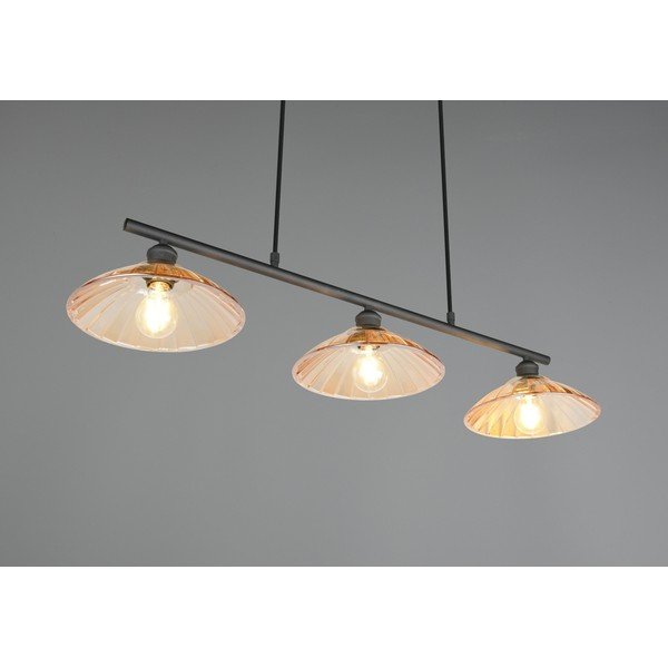 Črna/jantarna kovinska viseča svetilka s steklenim senčilom Eluna – Reality-image-2