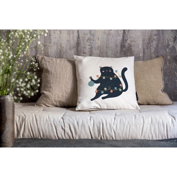 Prevleka za blazino z božičnim motivom 45x45 cm Festive Cat – Butter Kings-image-1