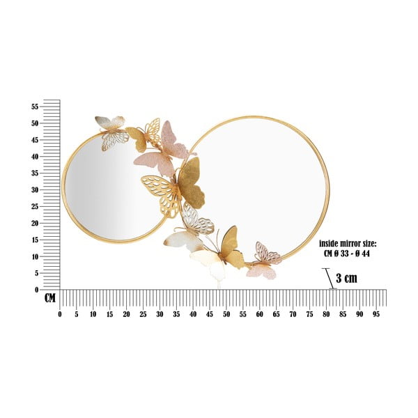 Stensko ogledalo z dekorjem v rožnato-zlatem odtenku Mauro Ferretti Farfalle, 81 x 52,5 cm-image-2