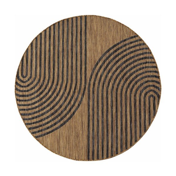 Črna/rjava okrogla notranja in zunanja preproga ø 160 cm Mira 1453 – Ayyildiz Carpets
