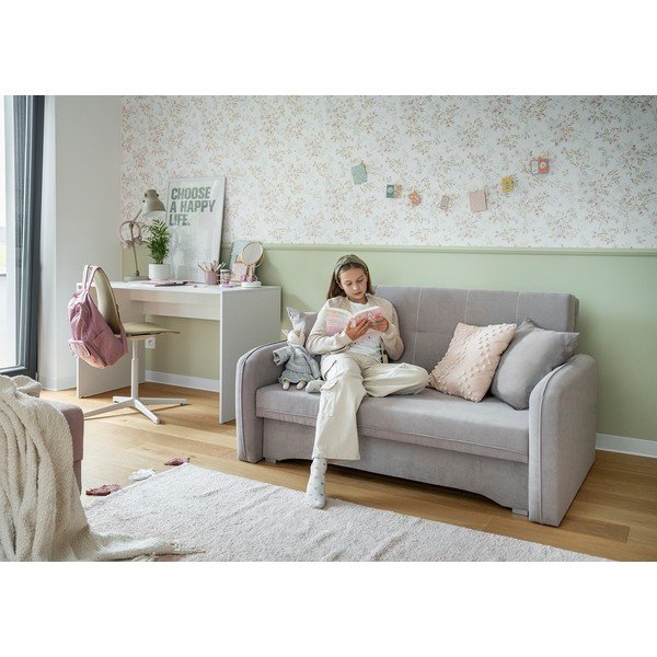 Svetlo siva raztegljiva/s prostorom za shranjevanje sedežna garnitura iz šenilje 155 cm Laine – ELTAP-image-4