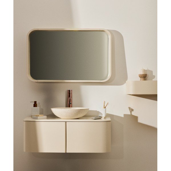 Bež stenska omarica za pod umivalnik 90x35 cm Salaya – Kave Home-image-1