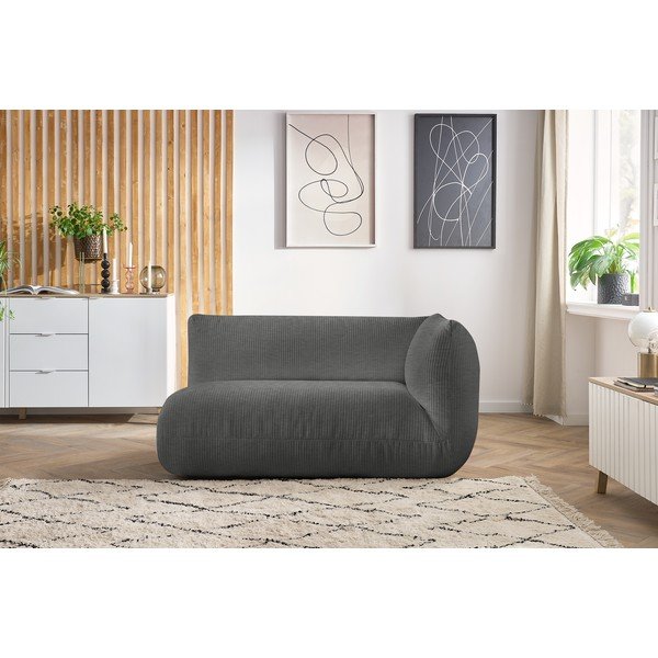 Siv modul za sedežno garnituro iz rebrastega žameta (desni kot) Lecomte – Bobochic Paris-image-4