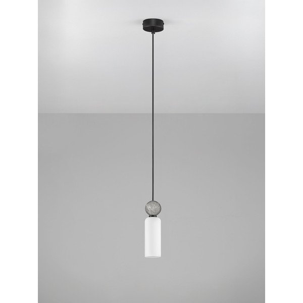 Mat črna lončena viseča svetilka s steklenim senčilom ø 6 cm Filomena – Nova Luce-image-3