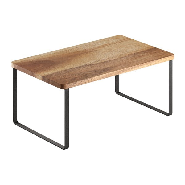 Mat črna/naravna lesena dodatna kuhinjska polica 32x19 cm York – Metaltex