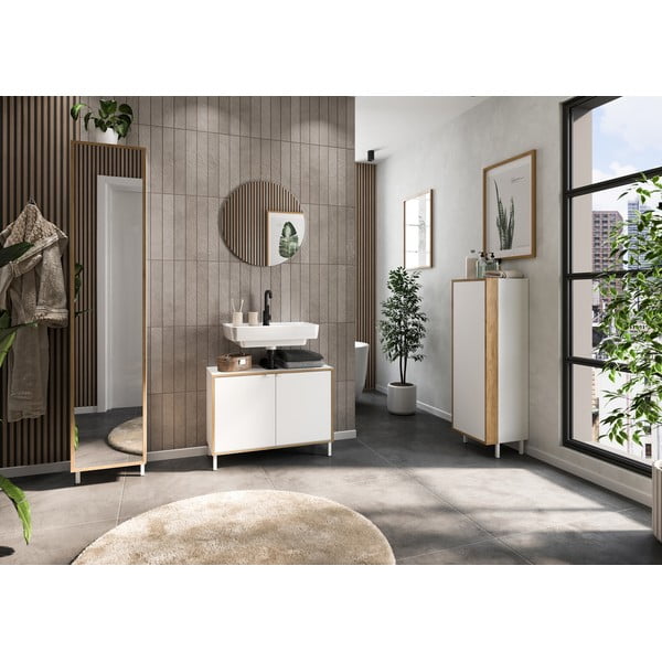 Bela visoka omarica za pod umivalnik 80x60 cm Topeka – Germania-image-1