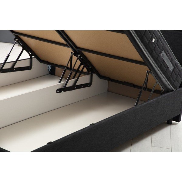Antracitno siva oblazinjena postelja s prostorom za shranjevanje z letvenim dnom 120x200 cm Vitalia – Kalune Design-image-1