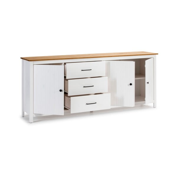 Bela nizka komoda iz masivnega bora 190x80 cm Miranda – Marckeric-image-4