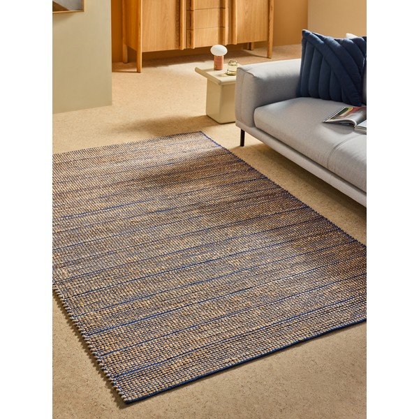Modra ročno tkana preproga iz mešanice jute 120x170 cm Hurley – MADE-image-1
