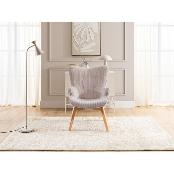 Svetlo rožnat fotelj iz rebrastega žameta Niko – Ropez-image-1